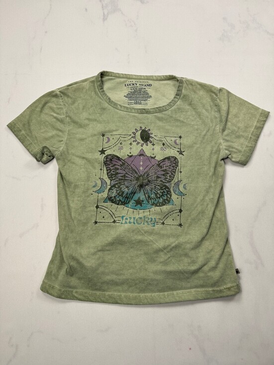 Lucky Brand Other - Lucky Brand Throwback Graphic Tee Green 2010s Indie - Girls L/G (12/14)